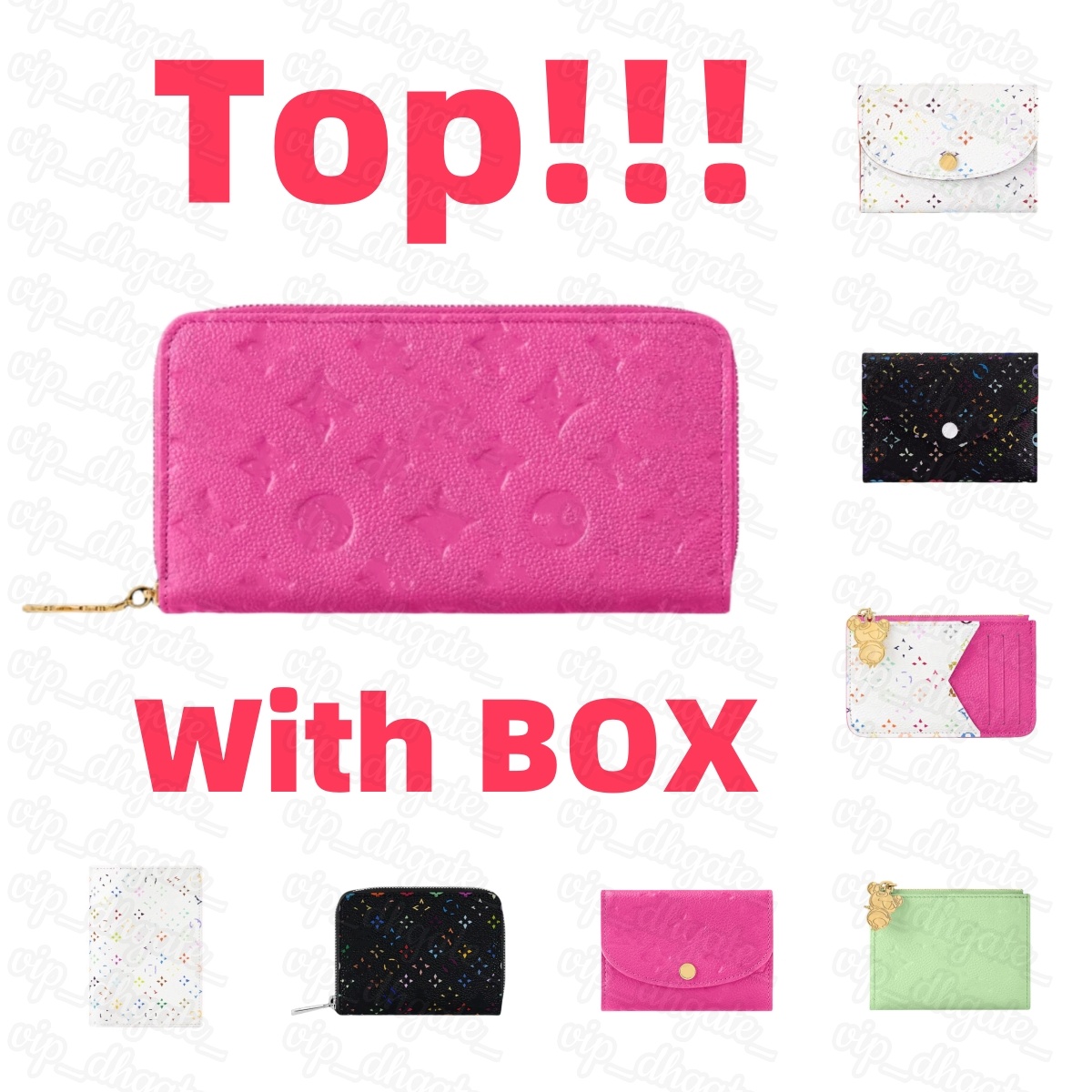 Womens Men pink Designer card holder Top takashi murakami wallet coin purse lisa wallet Long zippy wallets Luxury id cardholder key holder keychain white Leather bag