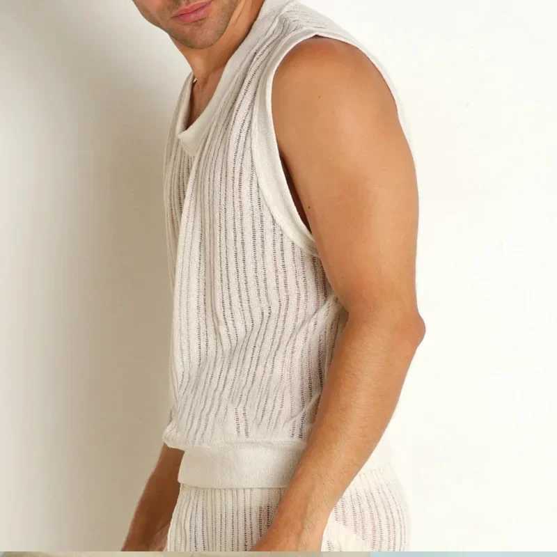 Mens set summer new solid color casual I-shaped vest mens shortsXJ250326