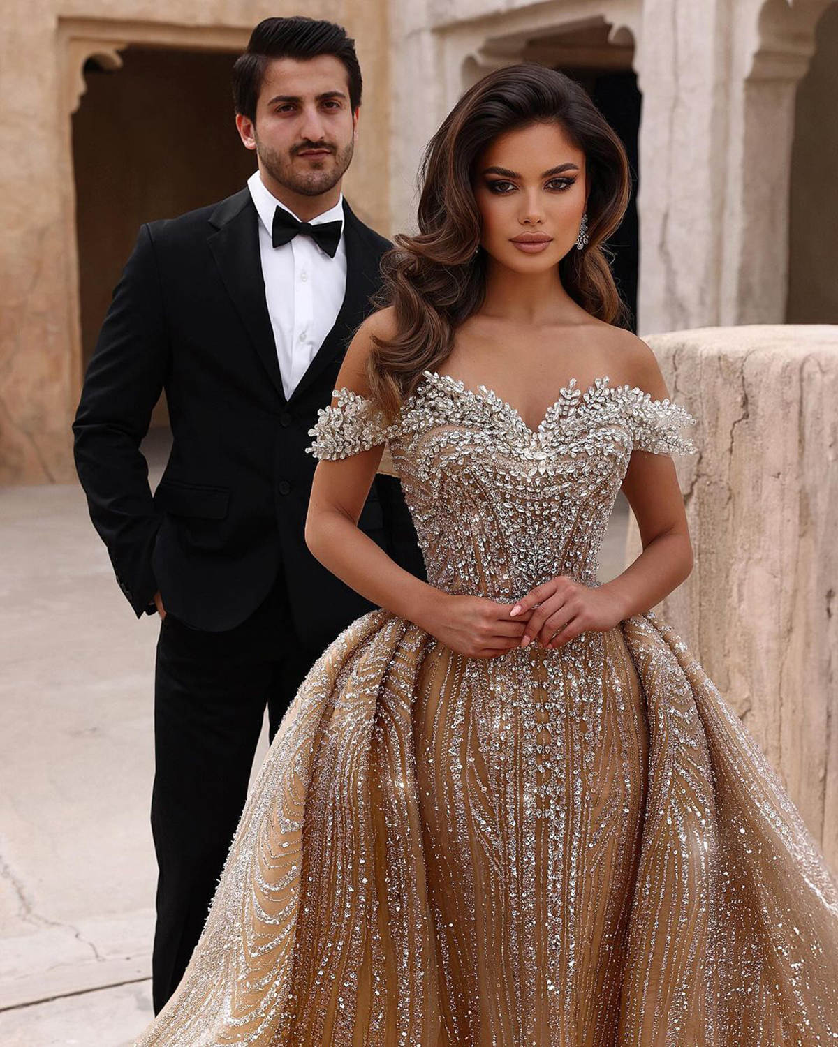 Gorgeous Mermaid Prom Dresses With Spaghetti Strap Detachable Train Sleeveless Lace Bling Sequins Tulle Zipper Court Gown Custom Made Party Dress Vest
