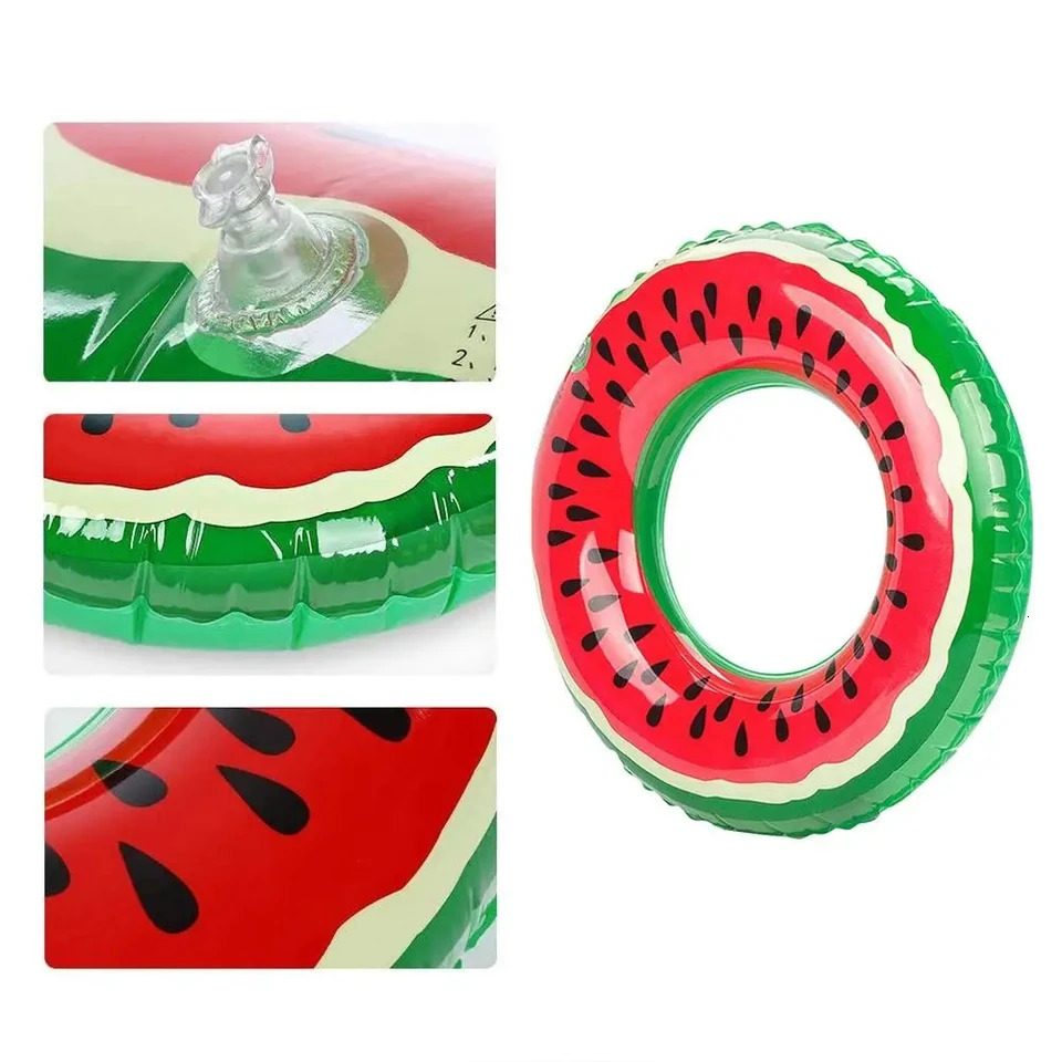 1 Pc Watermelon Pattern Swimming Ring for Adult Kids Inflatable Mattress Pool Party Laps Summer Beach Float Water Sport 250321