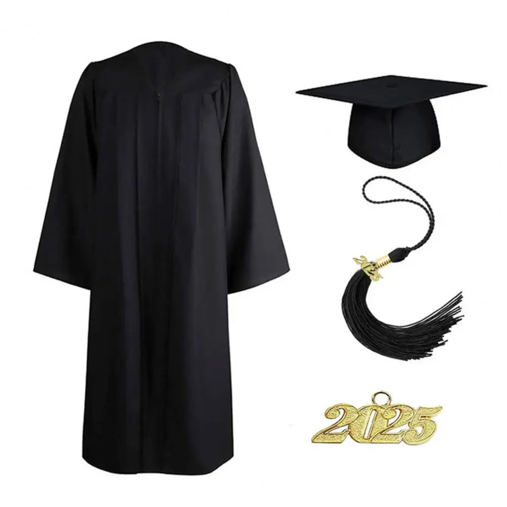 5pieceset bachelor uniform set including hat tassel rope zipper graduation gown voucher and 250326