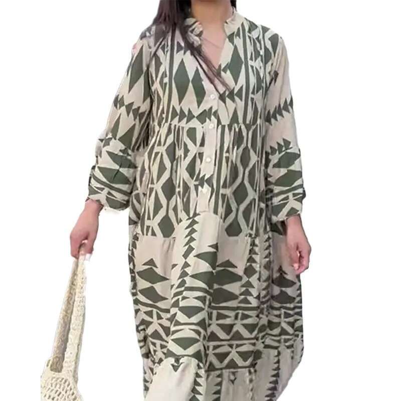 Dongdumaoyi Herfstjurk Met Lange Mouwen En Print DAMES Nieuwe Overhemdjurk C
