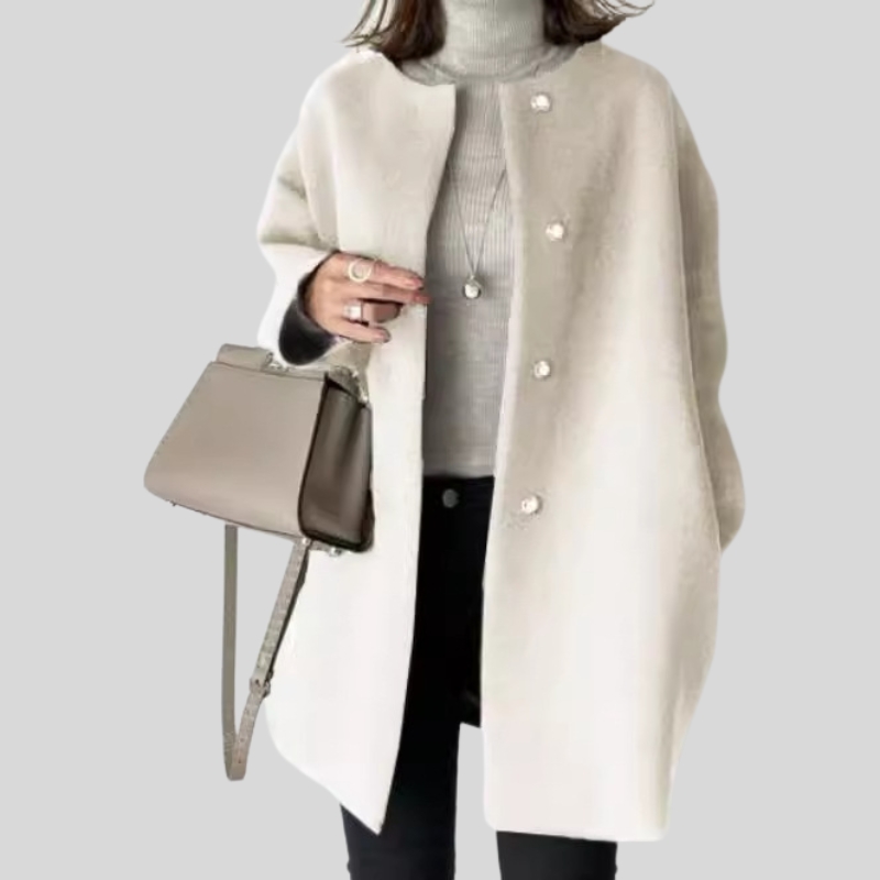 4-Color high-quality spot Japanese straight coat women's autumn and winter temperament solid color simple woolen coat top
