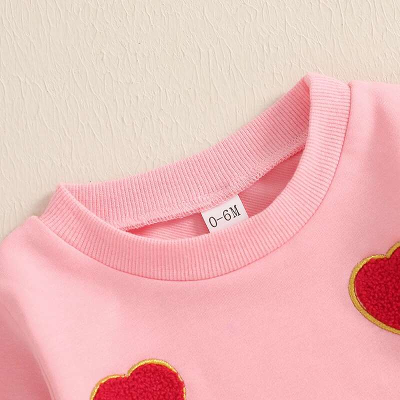 Ddmyshoesvip Baby Girl Valentines Sweatshirt Cute Clothes Outfit Heart Embroidery Long Sleeve Pullovers Autumn Winter Tops For Toddler