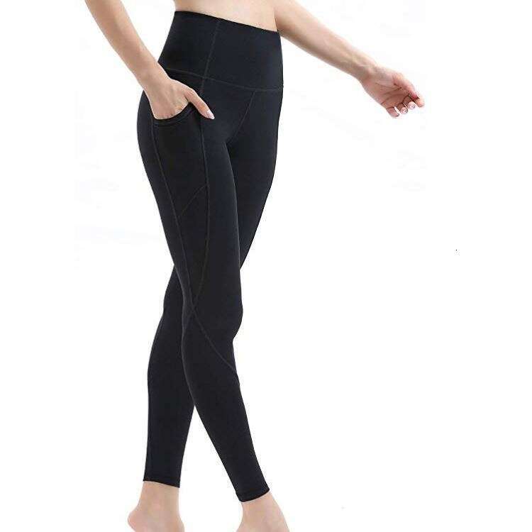 Women Yoga Pants New High Waist Elastic Tight Running Sport Breathable Solid Color Side Pocket YJ