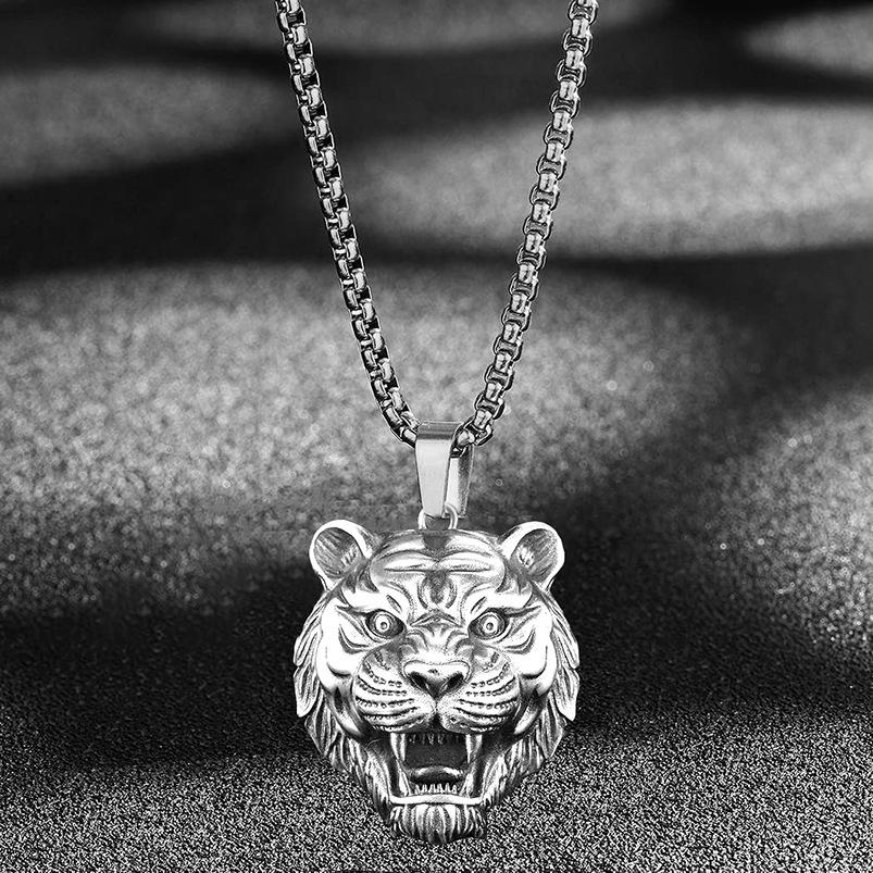 60cm Hip hop style tiger pendant necklace China-Chic Chinese zodiac tiger head design