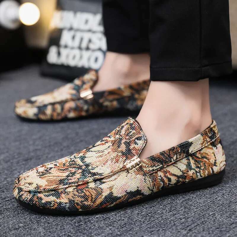 Men Printing Loafers Summer Men's Walking Casual Light Canvas Shoes Male Breathable Fashion Flat Slip-on Boat Footwear