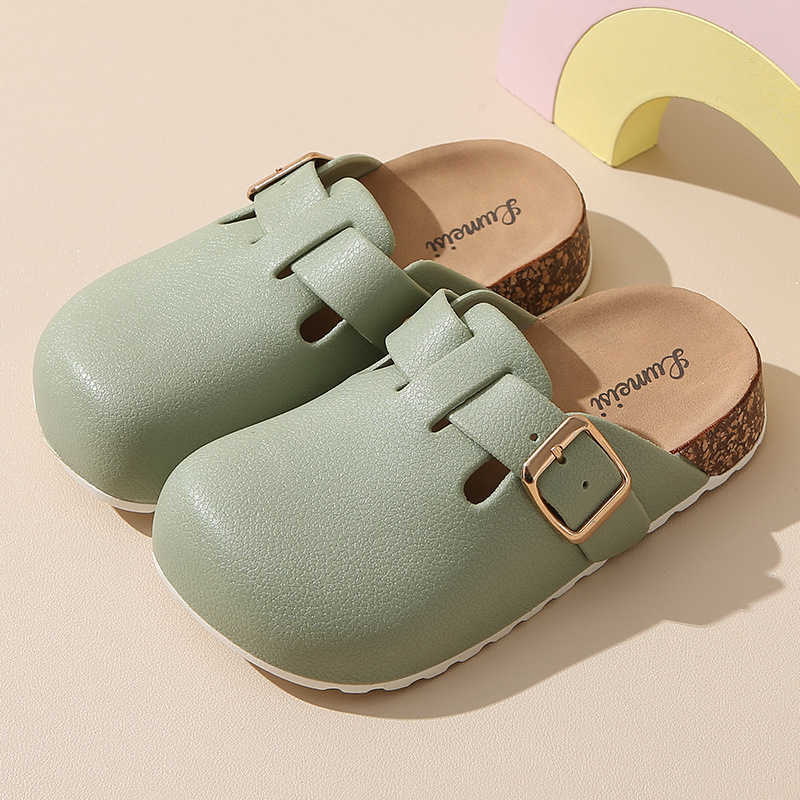 Slipper 2025 new childrens Haken shoes with high appearance for both boys and girls anti slip toe caps half mopping spring style S25326