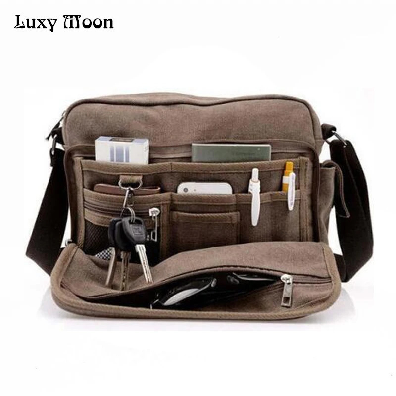 High quality multifunctional canvas travel bag mens messenger cross luxurious retro style briefcase 250326