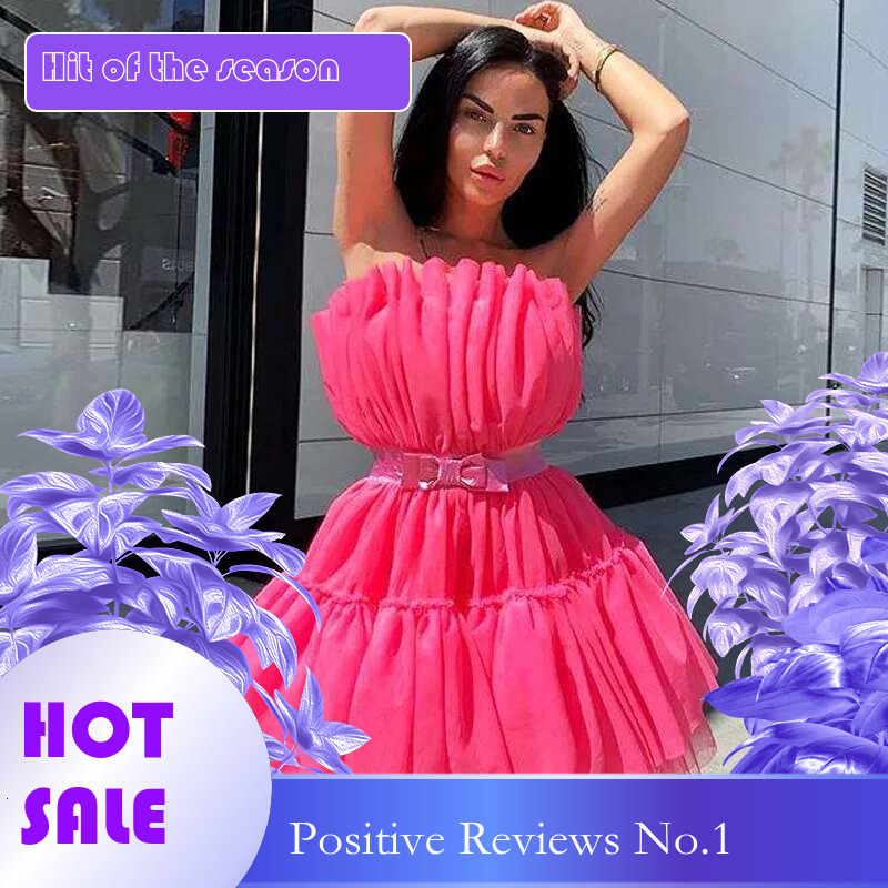 Dongdumaoyi Nieuwe Zoete Vrouwen Mini Party Korte Rok Mouwloze Tube Top Hoge Taille Prinses Mode Jurk C