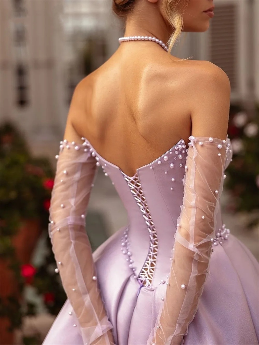 Elegant Evening Dresses Sweetheart Neck Sleeveless Bow Gown Beaded Split Side Sweep Train Party Customized Dress