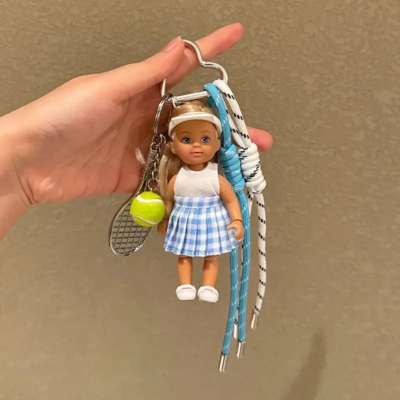 Maximalism Retro Tennis Bag Pendant Golf Baseball Overalls Doll Keychain Strap High-end Versatile Phone Charm Cute Lanyard250325