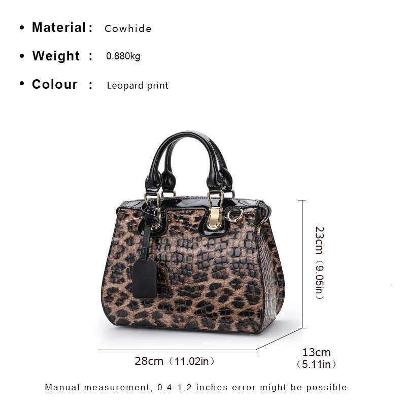 Aidrani Genuine Leather Women's Handbag, Large Capacity Leopard Print Bag,Cowhide Material