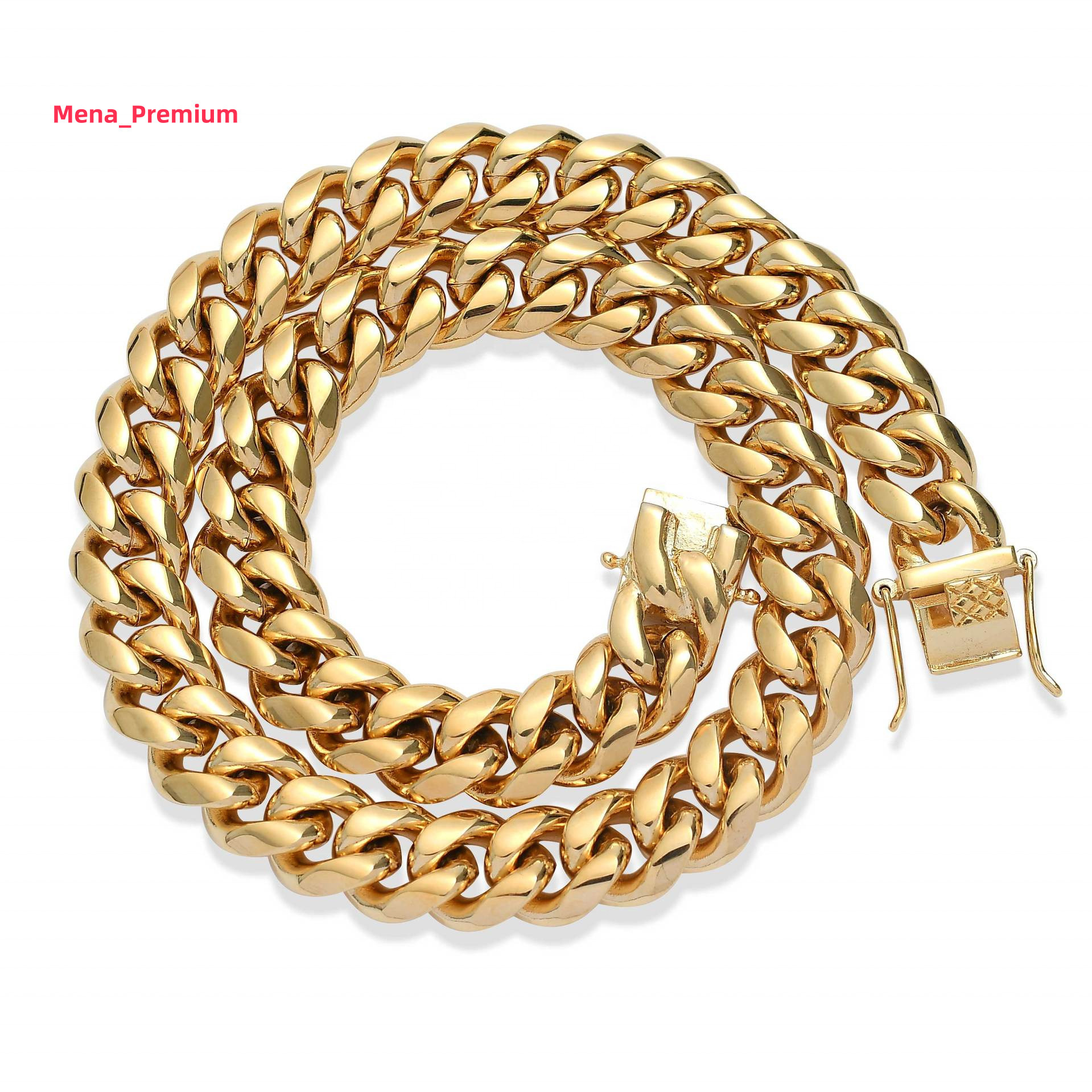 Filled Chain Necklace Gold Cuban Stainless Steel for Men Wholesale 18k Gold Miami Cuban Link Chain Necklace
