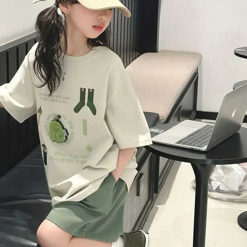 Girls Summer Clothing 2025 New Fashion Set Big Girl Network Celebrity Street Summer Two Piece SetT250327