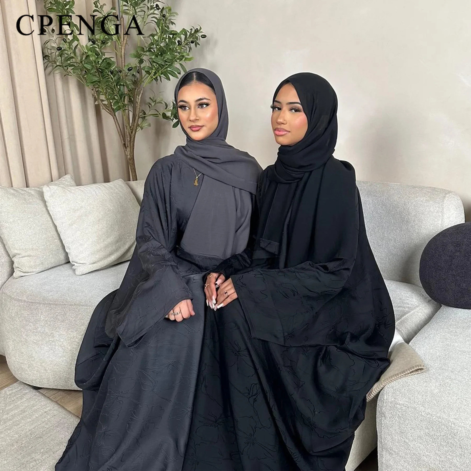 Deluxe 2piece Muslim costume suit suitable for womens Ramadan Dubai headscarf Abaya dress Islamic party Kaftan gown elegant 250326