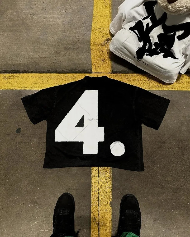 Y2k European and American retro short sleeved top with letter printing oversized Tshirt for men Harajuku Versatile women 250327
