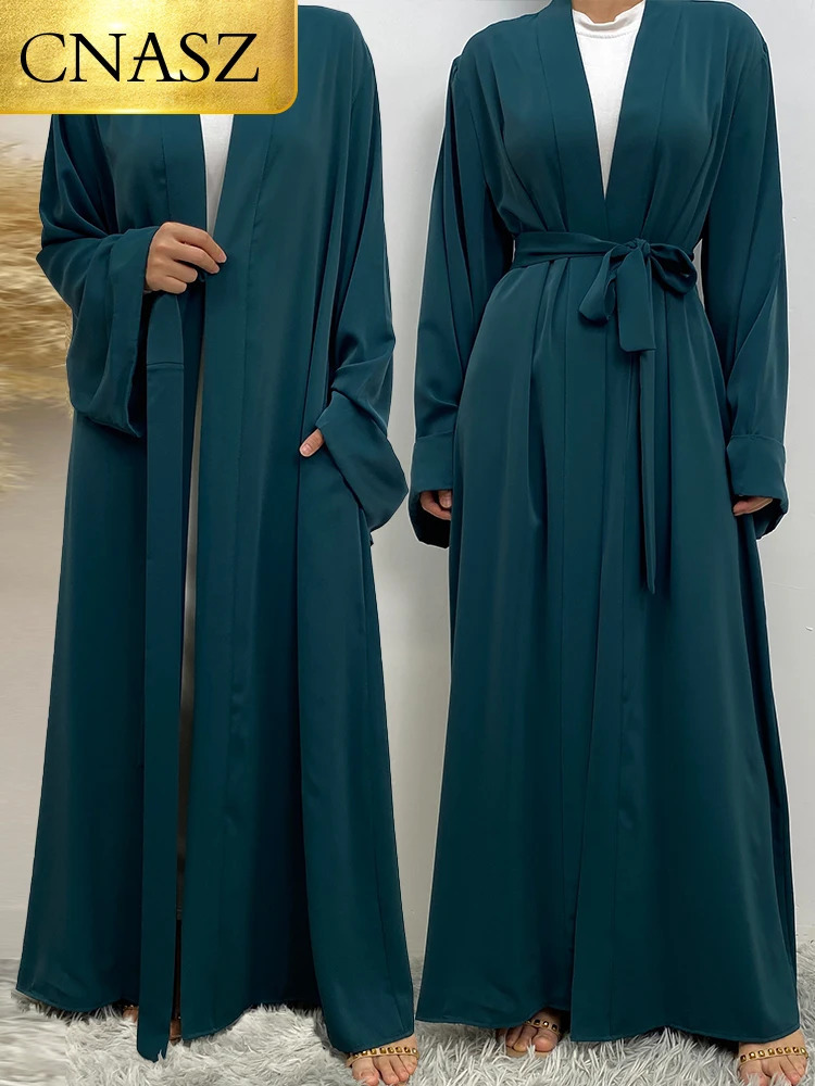 solid color n kimono cardigan Islamic clothing Muslim women Dubai Abaya elegant gown products evening dress 250326