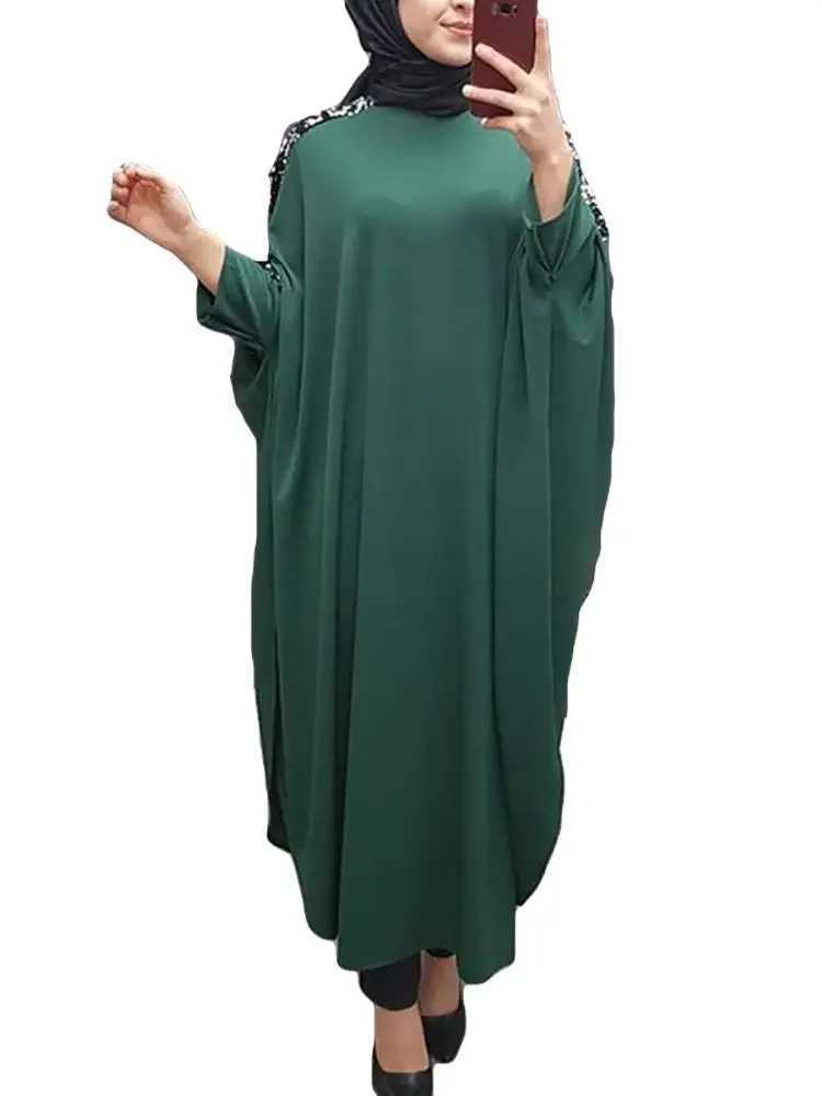 Modest Abaya Sequins Kaftan Women Muslim Prayer Garment Islamic Clothing Arabic Robe Dubai Turkey Eid Ramadan Caftan Gown Abayas X2505141