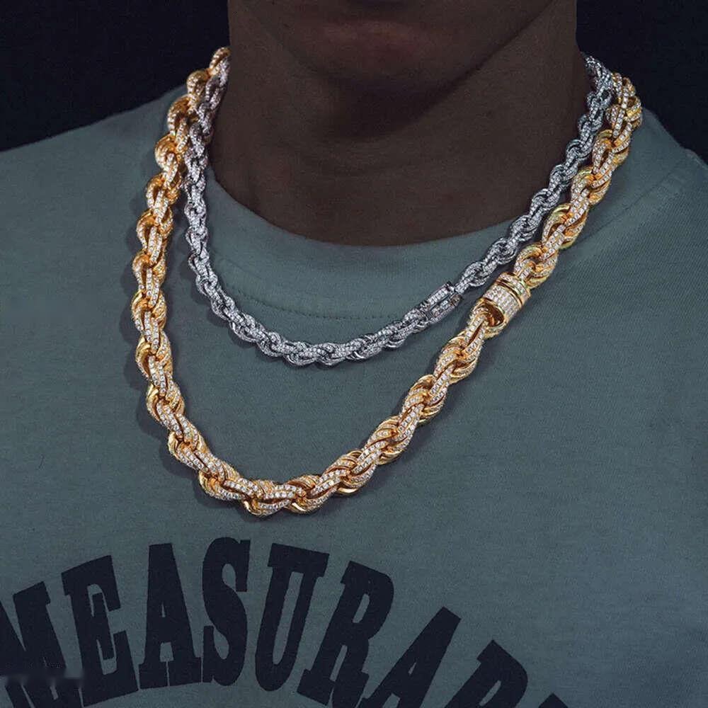 Designer Cuban k Chain Fasion Jewelry Pass Dia Tester 8mm 12mm Full Vvs Moissanite Iced Out Rope Chain Men Women Hip Hop Jewelry Twisted Necklace