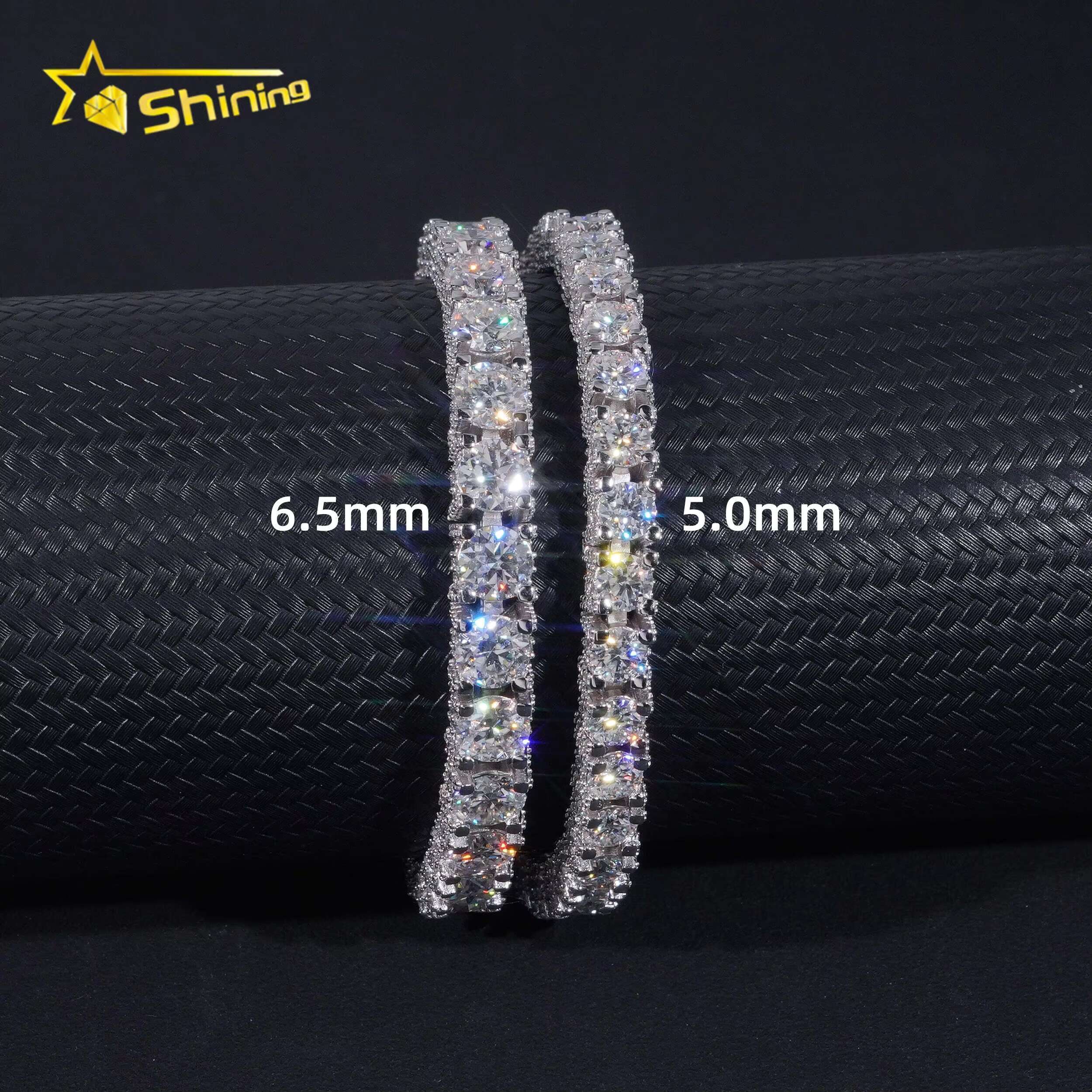 Hip Hop Luxury Classic Necklace 925 Silver 5mm 6.5mm Iced Out D Color VVS Moissanite Tennis Chain
