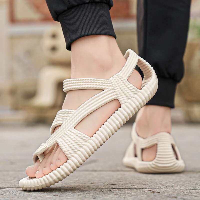 Men's Beach Summer Vacation EVA Straw Sandals Fashion Breathable Couple Flip ps Soft Non-Slip Outdoor Casual Shoes