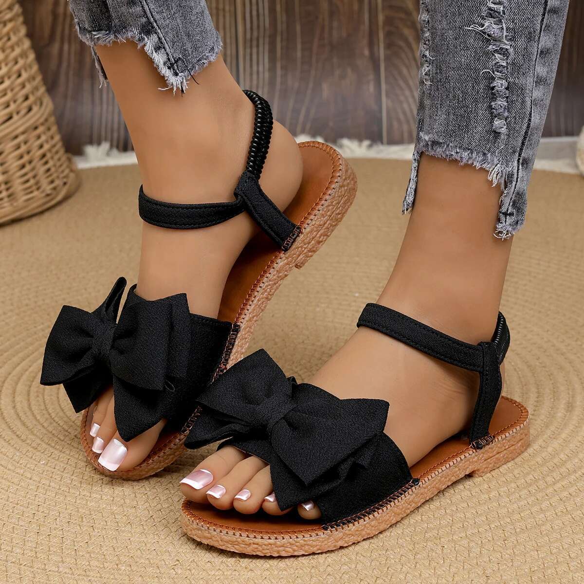 2025XJ Summer New Lightweight Sandals Beach Leisure Designer Fashion Slippers Outdoor Bow Flat Shoes Home Slippers Women's