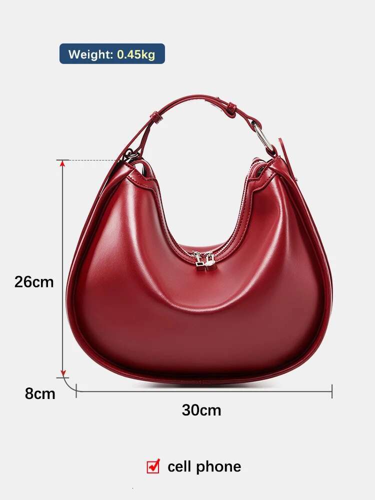 Zency Premium Genuine Leather Women's Handbag Hobo Large Capacity Fashion Shoulder Bag For Wife Lover Girl Gift