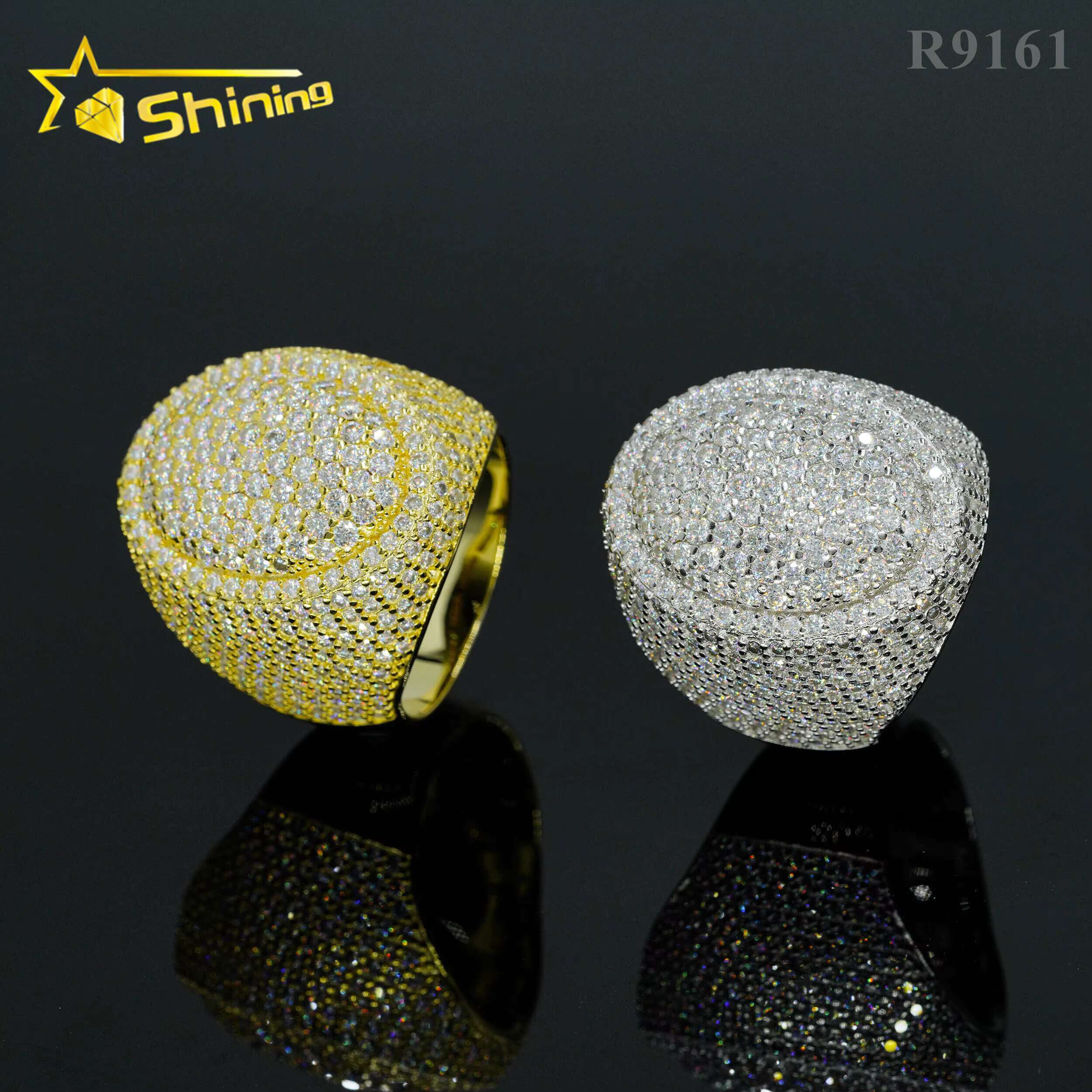 Wholesale Factory Price Moissanite Jewelry 925 Silver Iced Out Diamond Men Rings Hip Hop Moissanite Ring