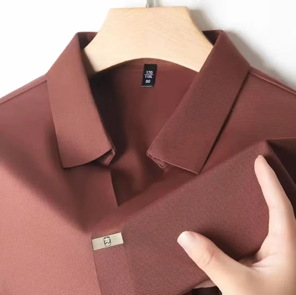 High quality short sleeved mens standing neck polo shirt with summer fashion and casual print n breathable Tshirt 250326