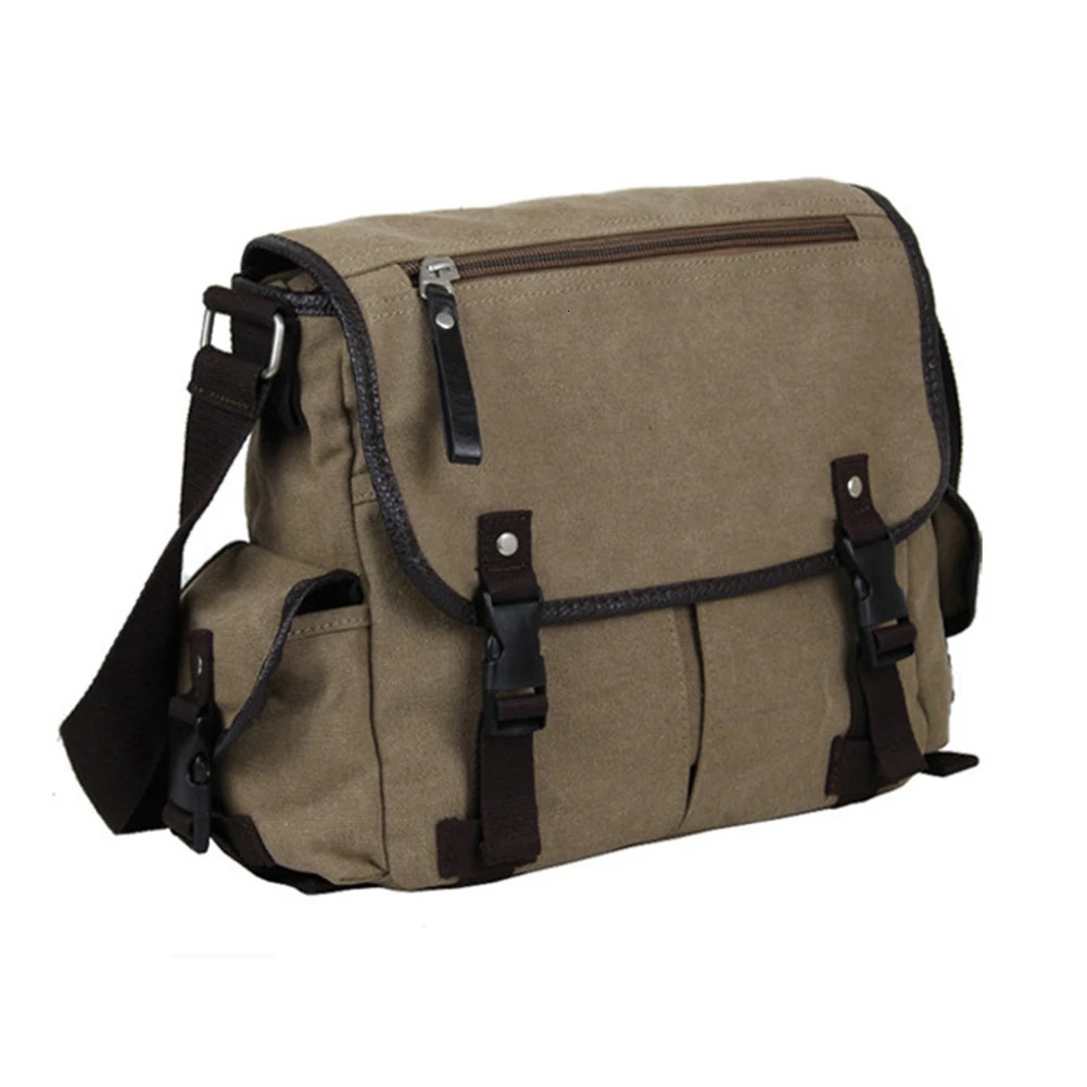 Retro laptop shoulder bag with multiple pockets waterproof 14 inch school work adjustable strap 250326
