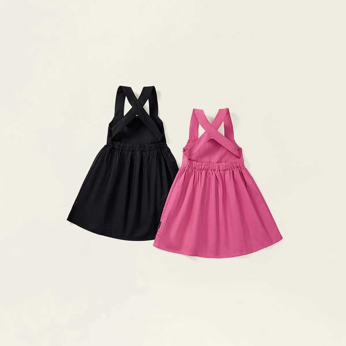 Girl lifting summer new childrens Korean solid color thin pure cotton childrens clothing simple casual childrens dress W250326