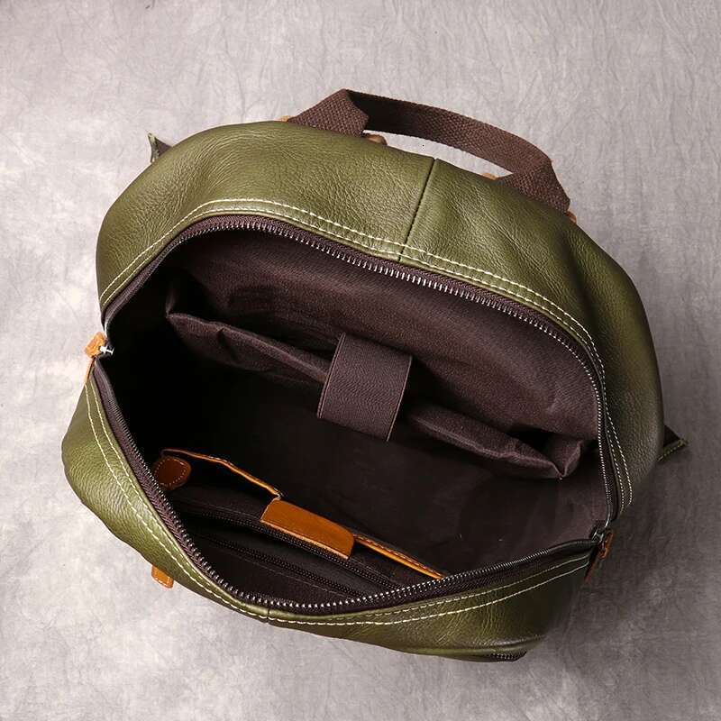 Men's Genuine Leather Travel Leisure College Teenager Backpacks School Backpack Man 15" Laptop Bag Leathfocus