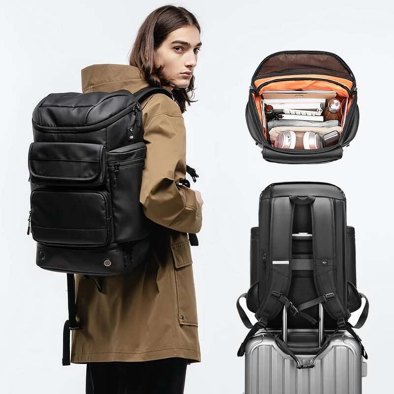 Large Capacity 50L Men Travel Outdoors Trekking Waterproof 16 Inch Business Laptop Backpack With Shoe Bag
