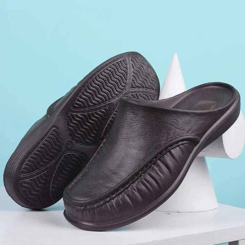 Men's Slippers EVA Slip on Flats Shoes Walking Men Half Slipper Comfortable Soft Household Sandals Size 40-47