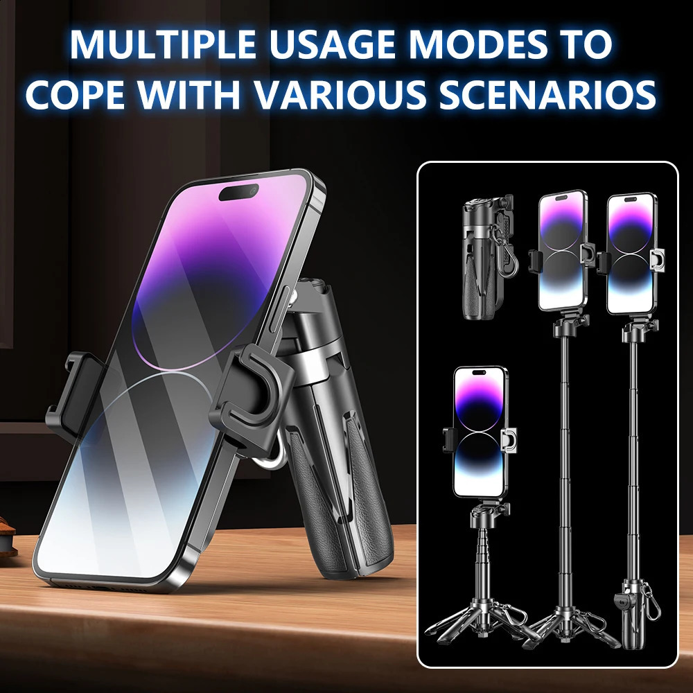 2025 Handheld Selfie Stick Tripod Stand Foldable Phone Holder With Bluetooth Remote Portable Keychain for Smartphone 250319