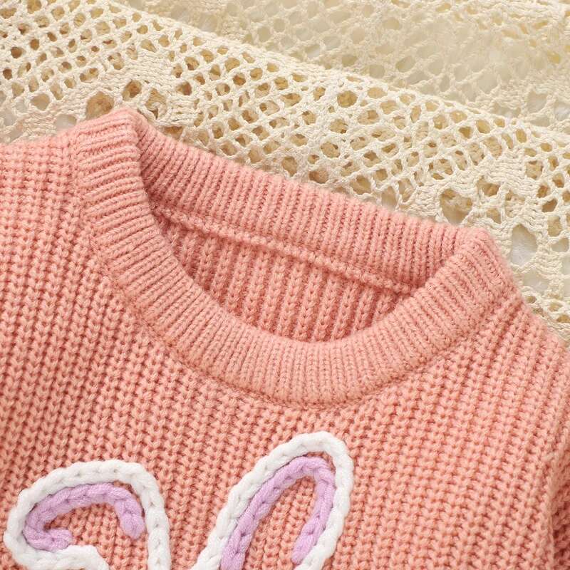 Ddmyshoesvip Adorable Infant Easter Jumper With Cute Bunny Design Soft Long Sleeve Crew Neck Knit Pullover For Baby Boy Or Girl