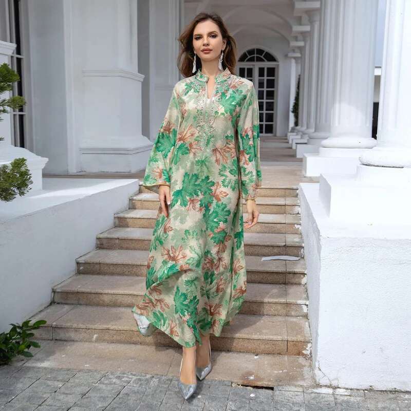 Dongdumaoyi Midden Oosten Dubai Avondjurk Abaya Moslim Jurk Vrouwen Geborduurde Mode Gewaad W