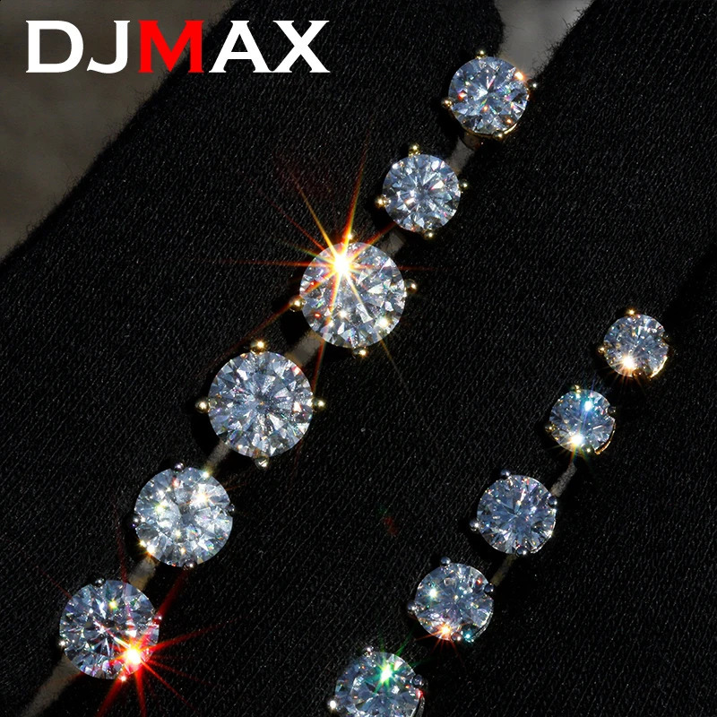 DJMAX 0.5-2ct Diamond Stud Earrings for Women Original 925 Sterling Silver Ladys Earring 2024 250318