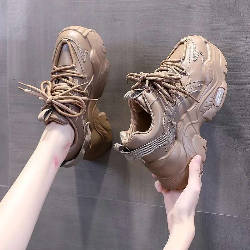 Chunky Women's Sneakers Internal Increase Leather Casual White Ladies Shoes Trainer Platform Sneaker Womens atillas Mujer