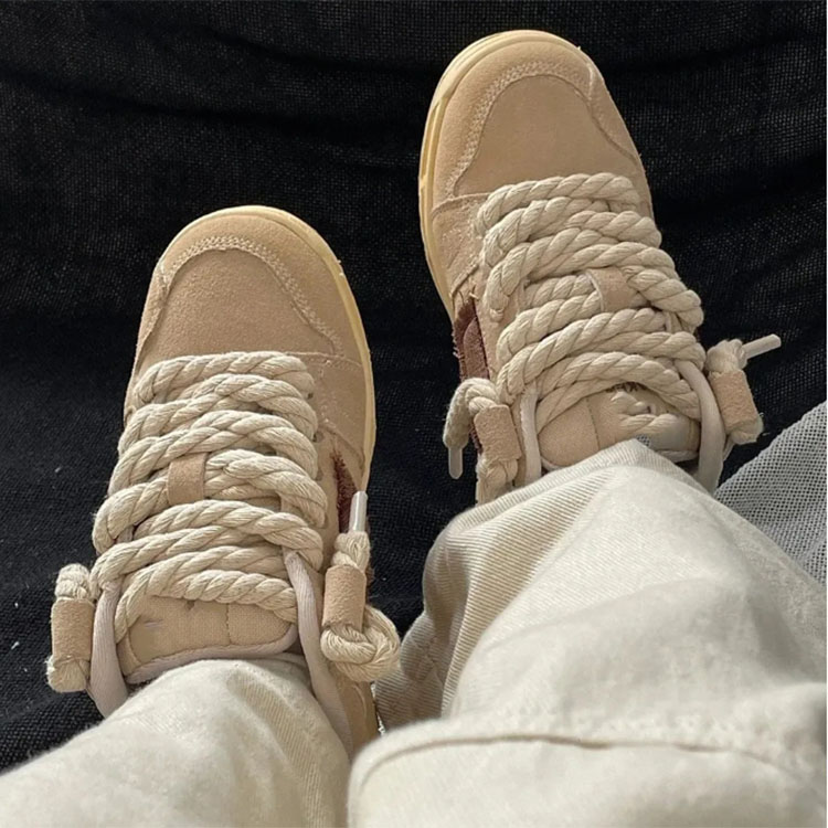 8mm Cotton Linen Twist Weave Shoelaces solid Color Rope Shoes Laces Men Women Trendy Personality kpop Sport Casual Shoestring
