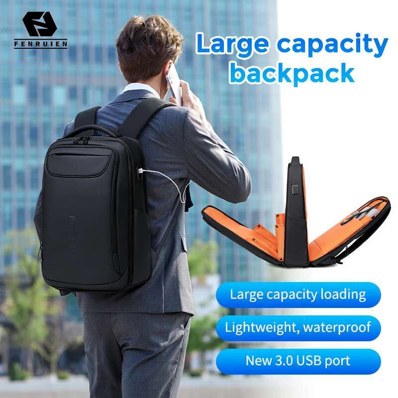 FENRUIEN New Men 3.0 USB Port Charge Large Capacity Multifunction Schoolbag Business Waterproof Backpack
