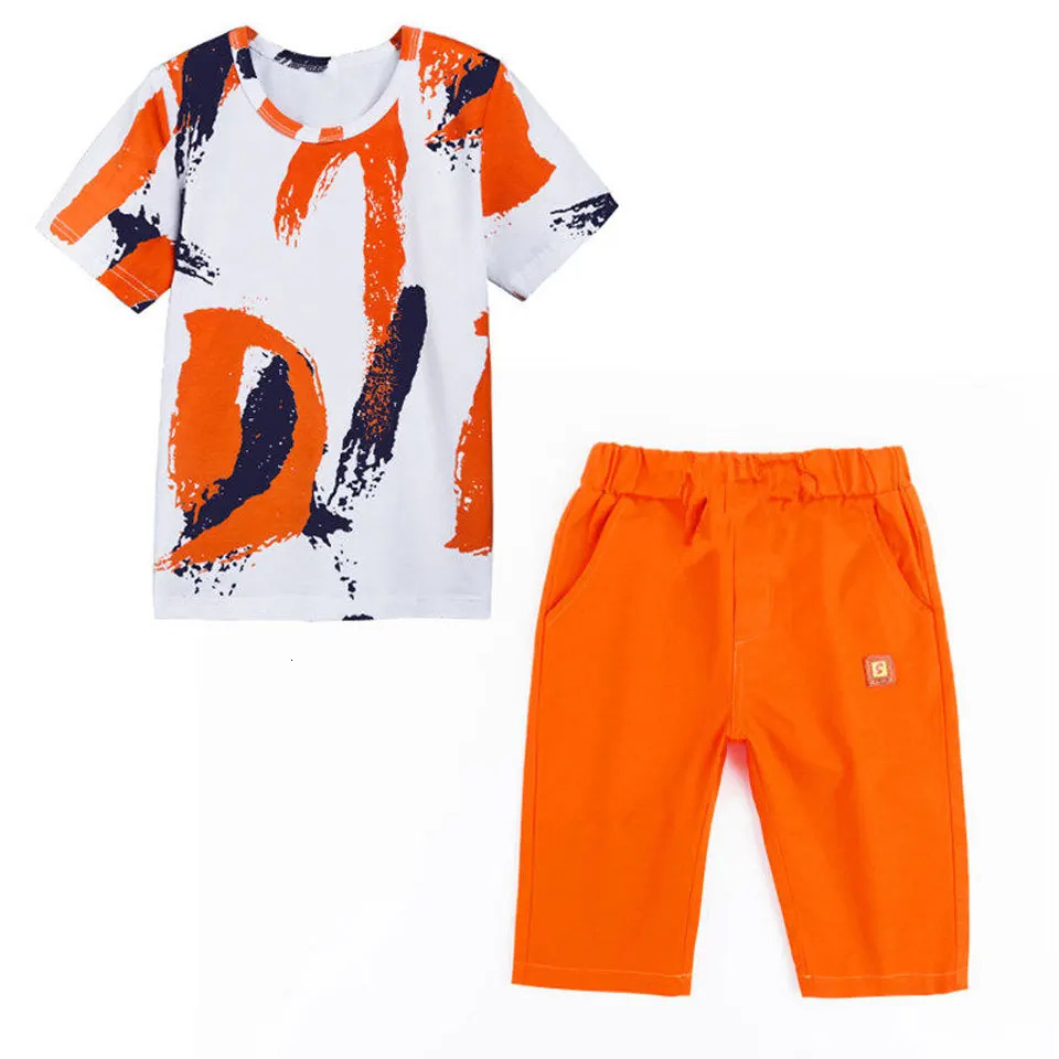 Boys Clothing Sets Summer Cotton Teenage Kids Boys Suit For 4 6 8 10 12 14 Years Children Short Sleeve Shirt Shorts Set 250326