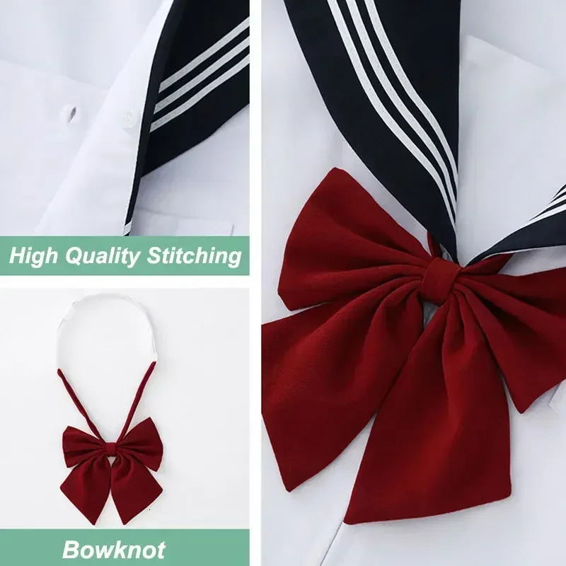 White Navy Sailor Set School Girls Uniform Japanese Seifuku Student Female Sexy JK Fold Dress 250326