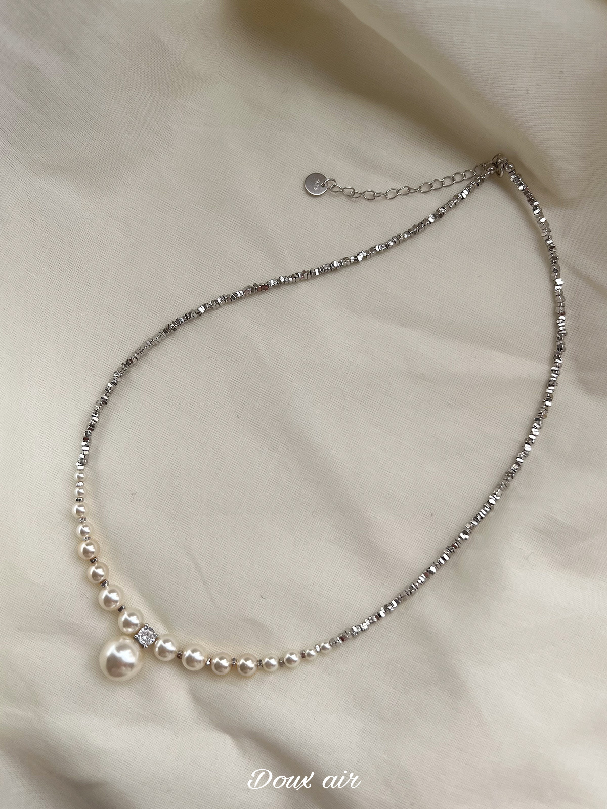 Classic Silver Finish Pearls on a Fine Chain - Timeless Neckwear for Every Occasion
