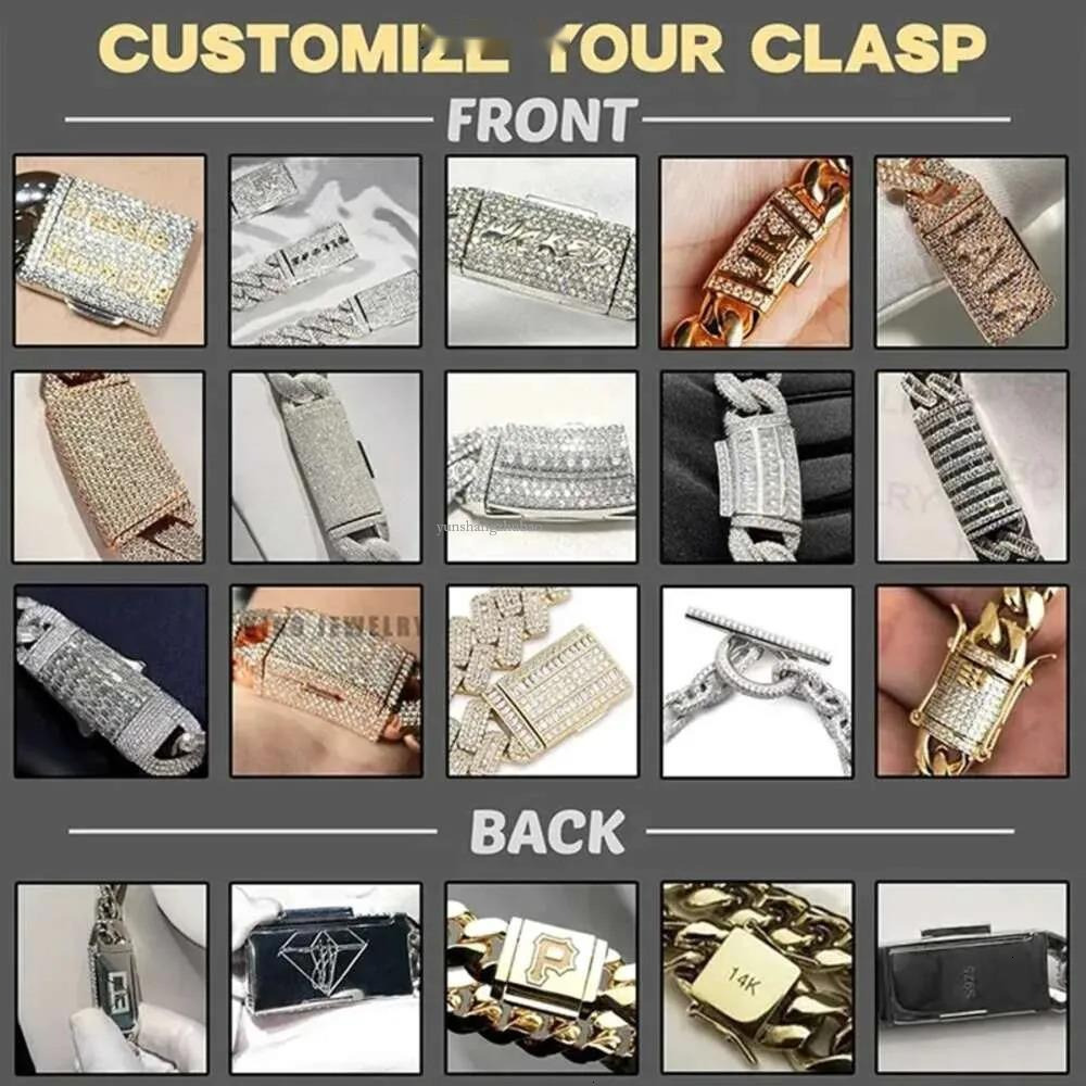 classics Hip Hop Rapper Mossanite Necklace Jewelry Vvs Sterg Sier 20mm Black Dia Moissanite Cuban k Chain