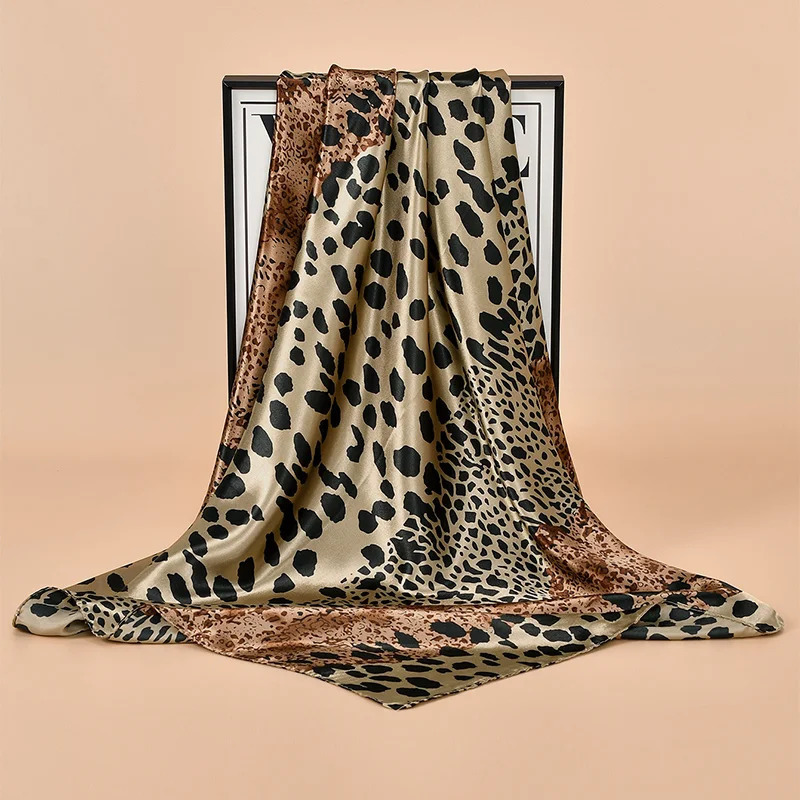 90 * 90cm leopard print square scarf womens er scarf fashionable polka dot headband matte satin headband handle 250322