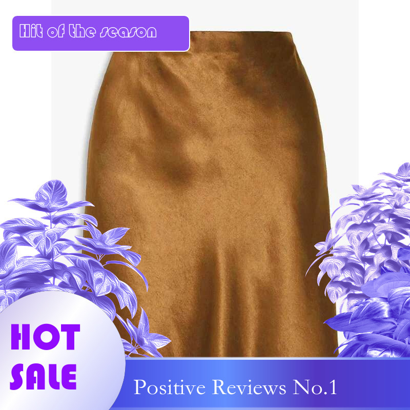 Dongdumaoyi Dames Acetaatsatijnen Midi Rok Lente Zomer Nieuwe Elastische Hoog Getailleerde Effen Kleur Minirok C