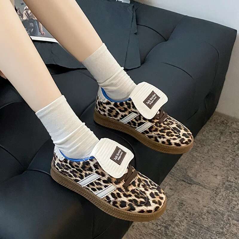Light Luxury Designer Shoes Popular In Autumn 2025 Leopard Print Women's Comfortable Brand Sports Shoes Skateboard Shoes Women's Platform De