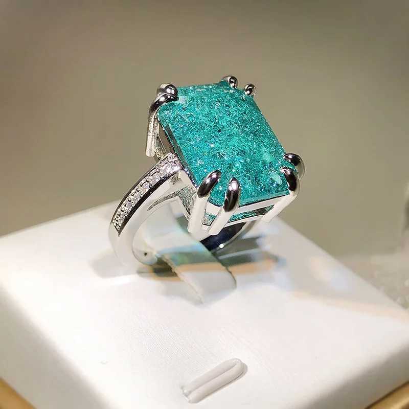925 silver new arrival Paraiba tourmaline ring charm La finger jewelry silver wedding party wholesale giftsXJ250327